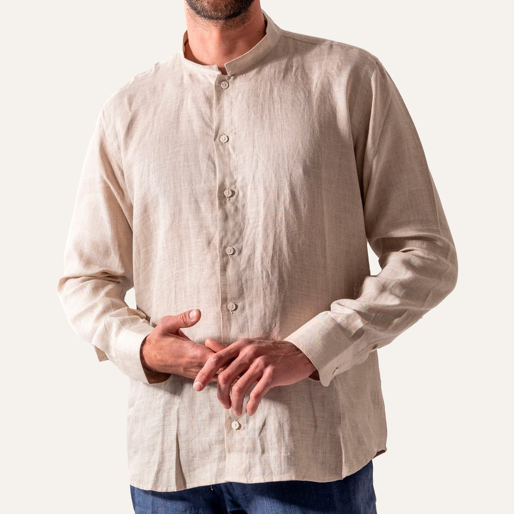 Casual Linen Shirt Sand - Shirt_Man - KAMPOS