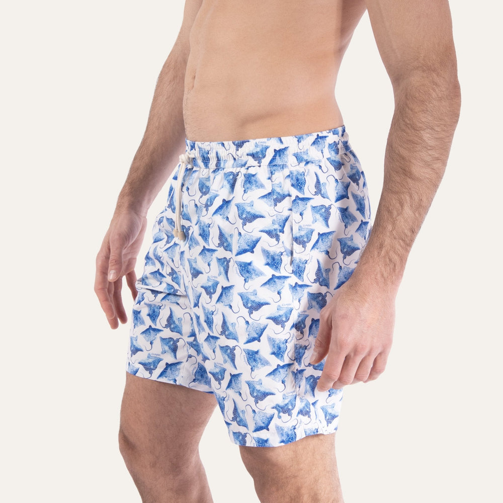 Swim Shorts Long Ray White - Swimshorts_Man - KAMPOS