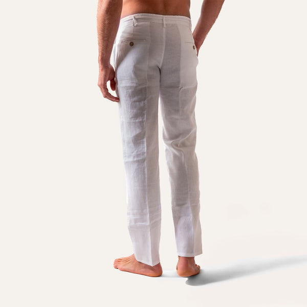 بنطلون كتان أبيض