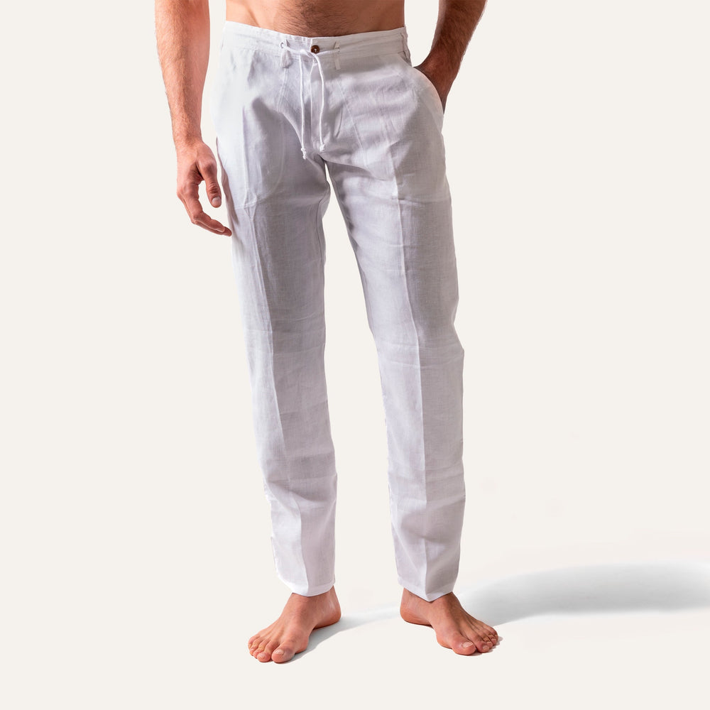 Linen Pants White - Pants_Man - KAMPOS