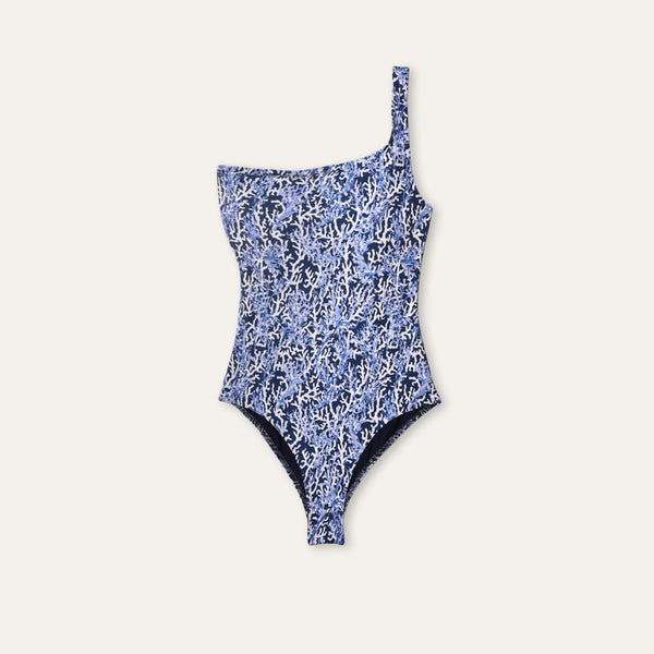 قطعة واحدة بكتف واحد بلون مرجاني عميق